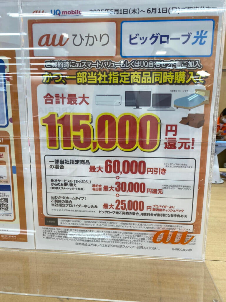 ヤマダ電気 auひかり ビッグローブ光