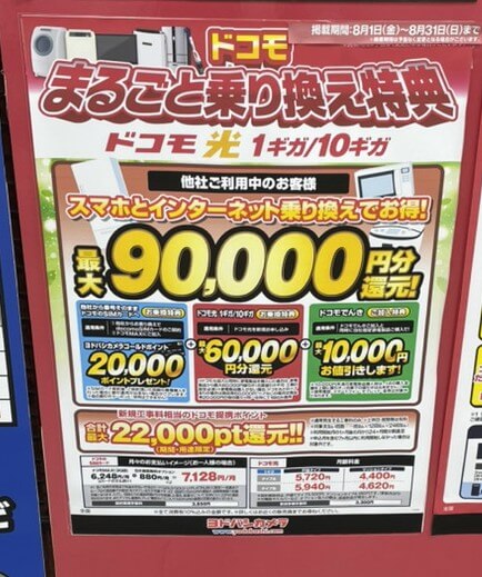 ヨドバシカメラ ドコモ光 2025年8月のキャンペーン