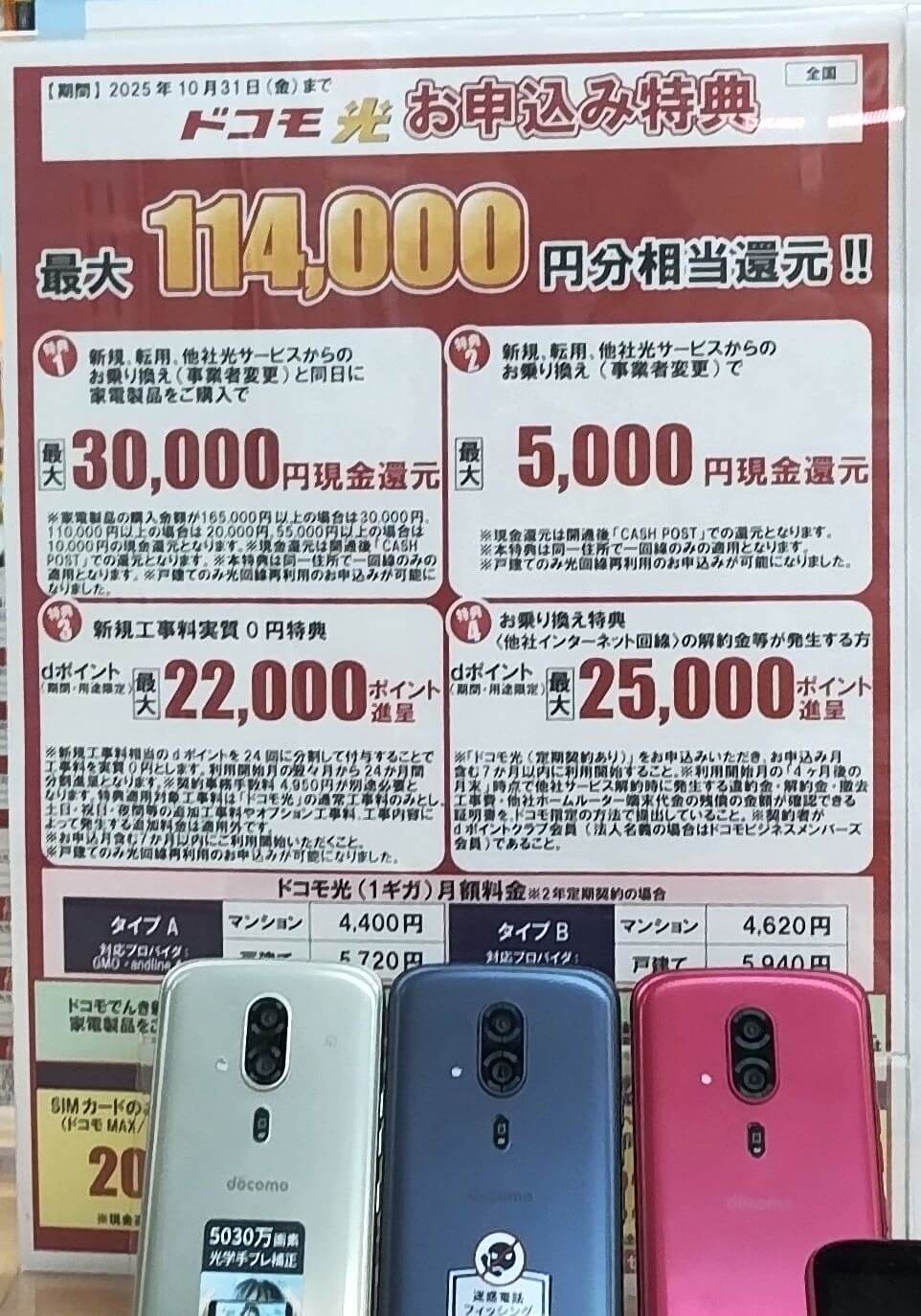 ヤマダ電機 ドコモ光 10月のキャンペーン