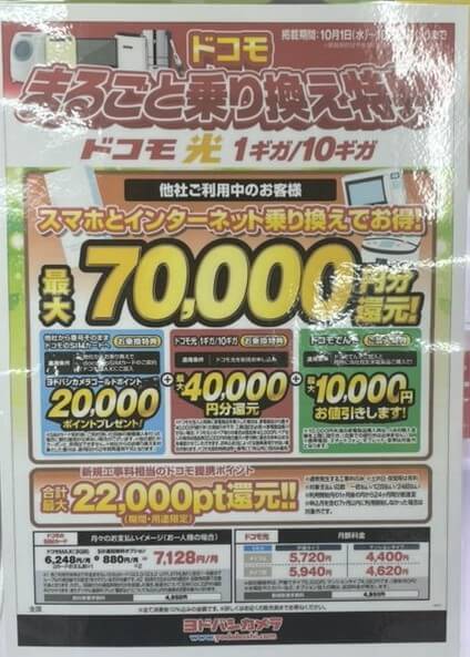 ヨドバシカメラ ドコモ光 2025年10月のキャンペーン
