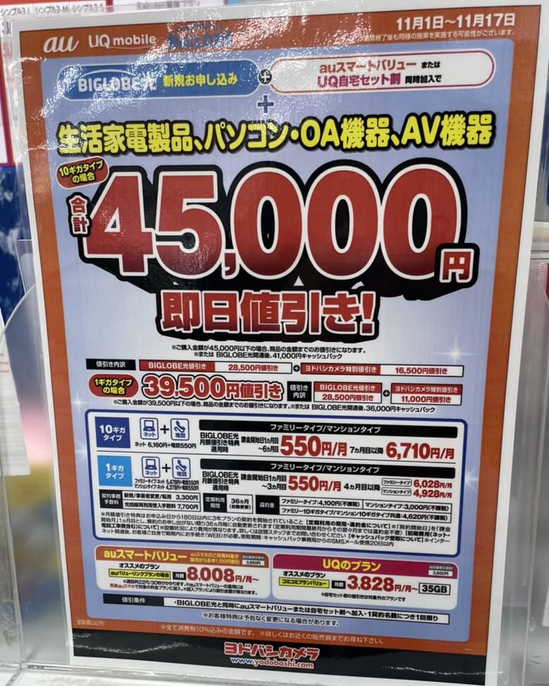 ヨドバシ ビッグローブ光 2025年11月のキャンペーン