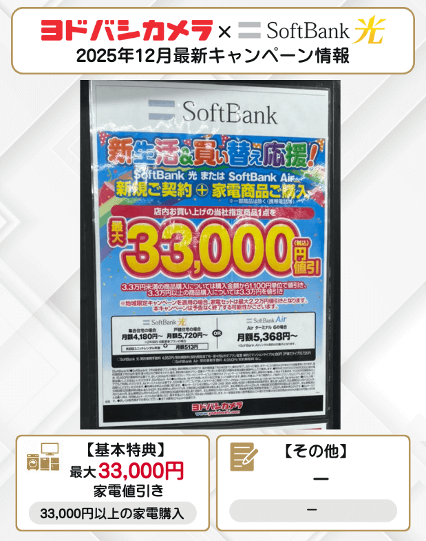 ヨドバシカメラ ソフトバンク光 12月キャンペーン