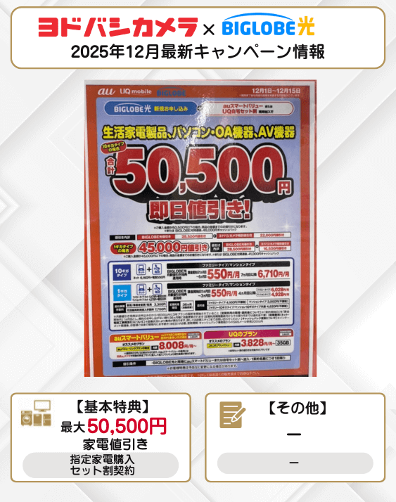ヨドバシ ビッグローブ光 2025年12月のキャンペーン