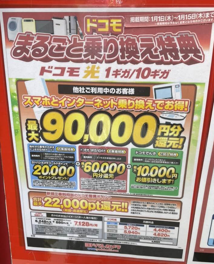 ヨドバシカメラ ドコモ光 2026年1月のキャンペーン